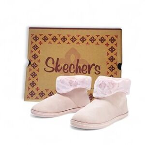 Skechers Cozy Campfire Booties Slippers Womens 10 Blush Faux Fur Lined Slip On